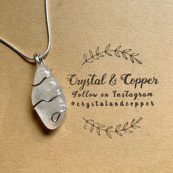 Clear Quartz Sterling Silver Spiral Necklace - Picture 2 of 3